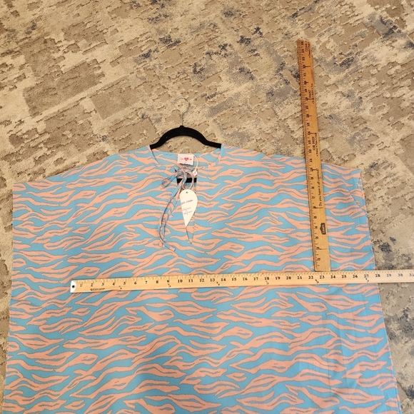 NWT BuddyLove Caftan Maxi Dress Flowy Blue Peach Coral Size S/M - Picture 14 of 16